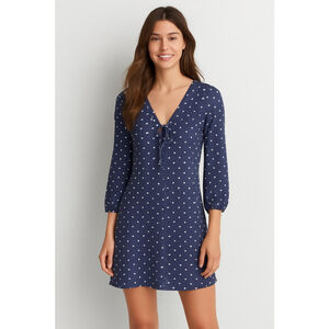 Women's American Eagle Outfitters Blue White Polka Dot Mini Dress S